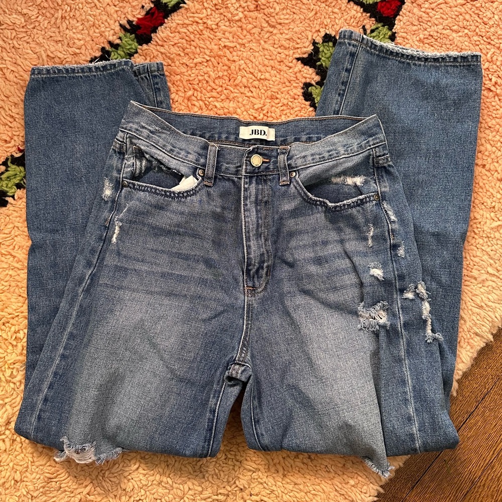 Just Black Denim ripped straight leg pants